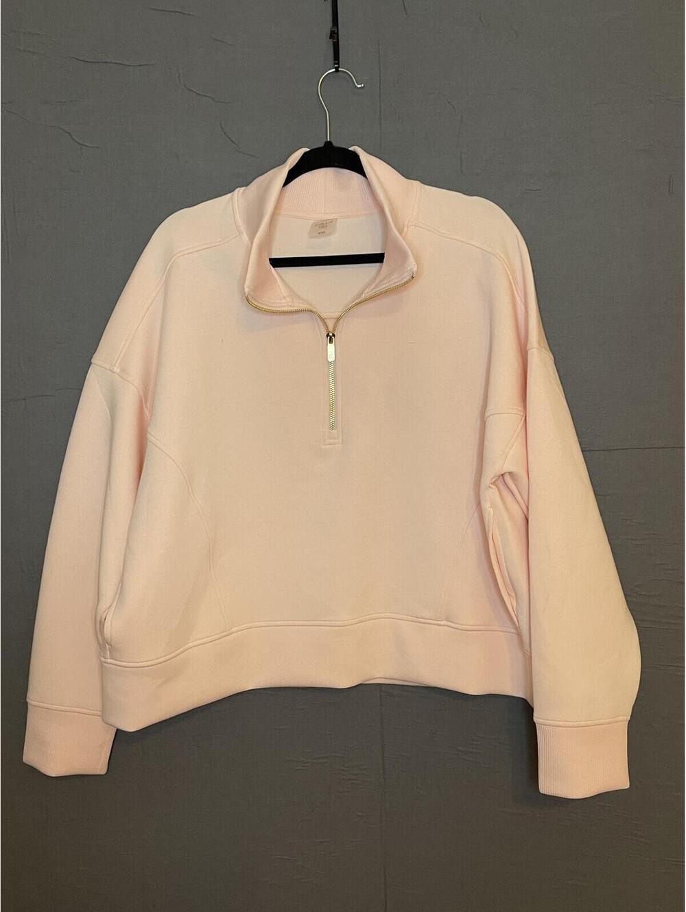 CALIA Women’s XXL Pink Quarter-Zip Cropped Sweatshirt Pullover Athleisure